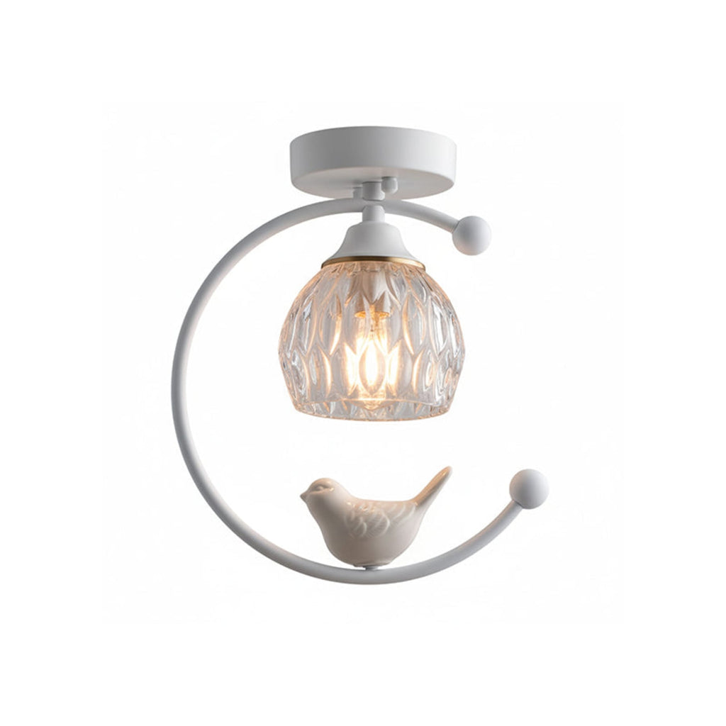 Modern Brass Semi-Flush Ceiling Light for Living Room in White — Harbor Light Co.