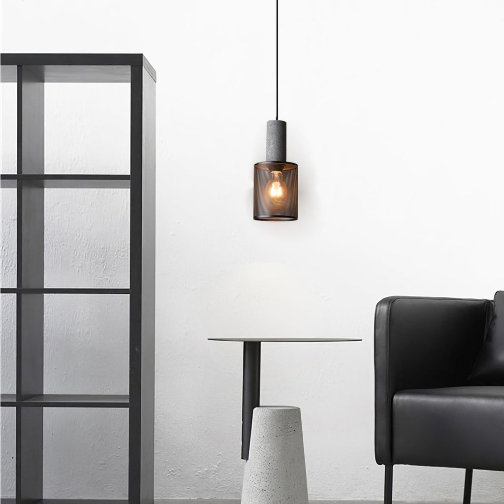 Industrial Wrought Iron Concrete Pendant Light With Warm LED Glow — Harbor Light Co.