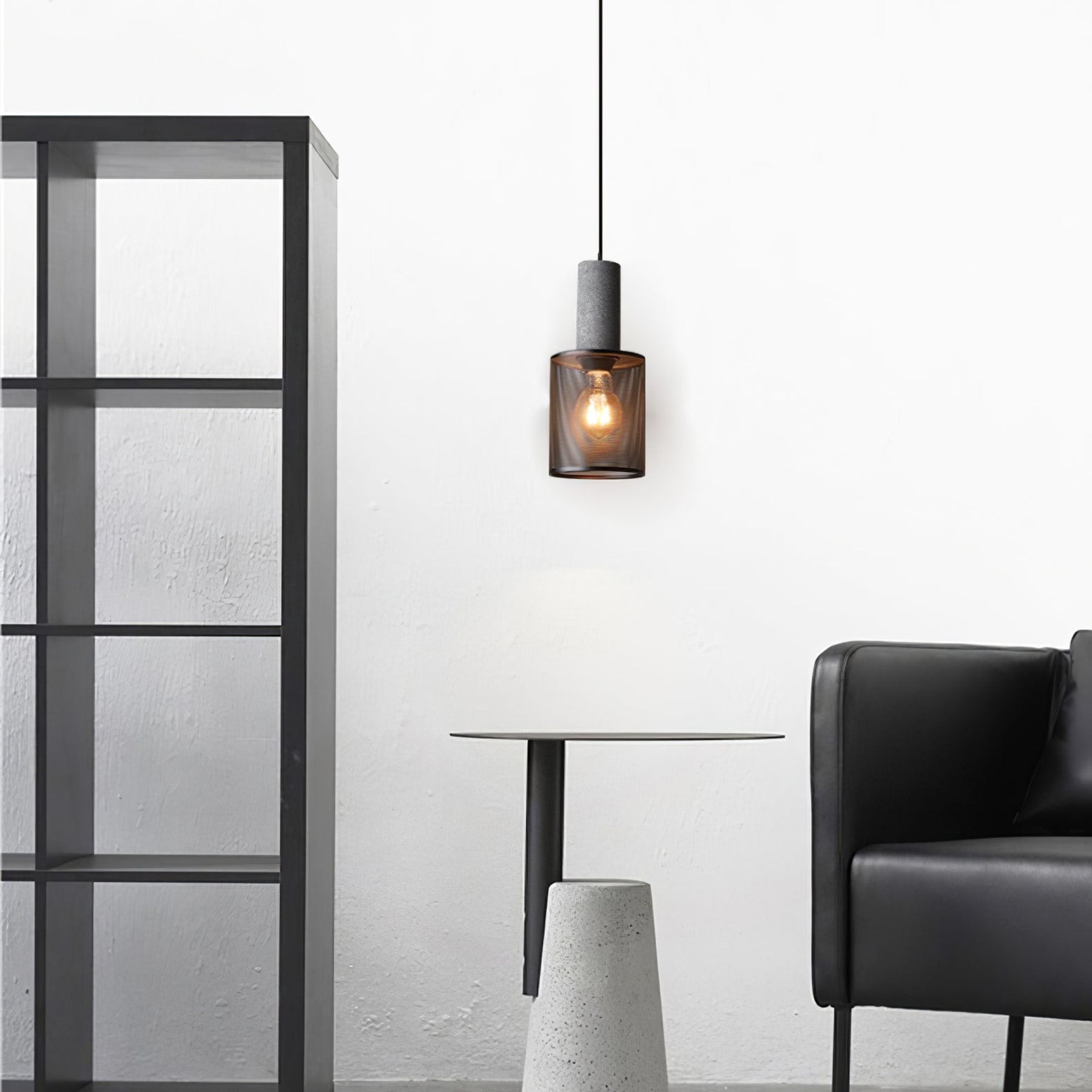 Industrial Wrought Iron Concrete Pendant Light With Warm LED Glow — Harbor Light Co.