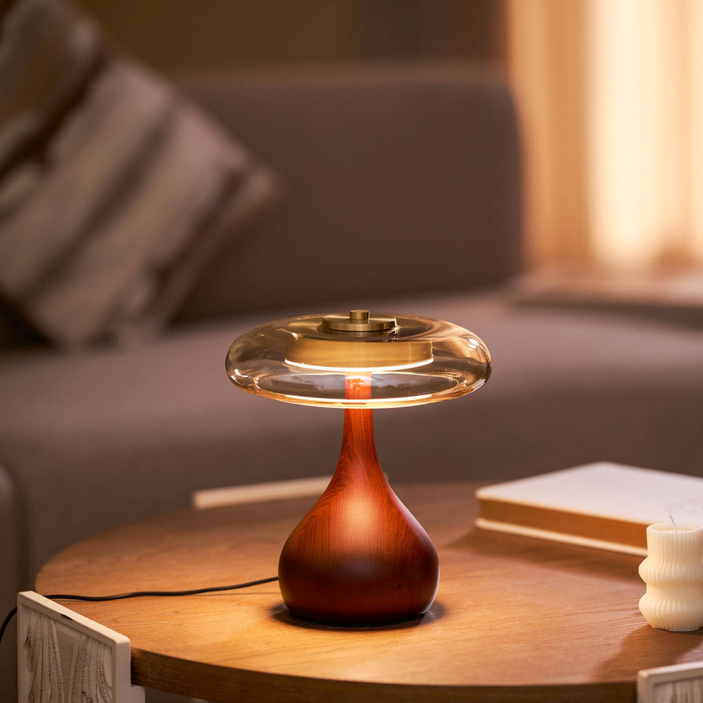 Modern Ash Wood and Brass Table Lamp for Living Room — Harbor Light Co.