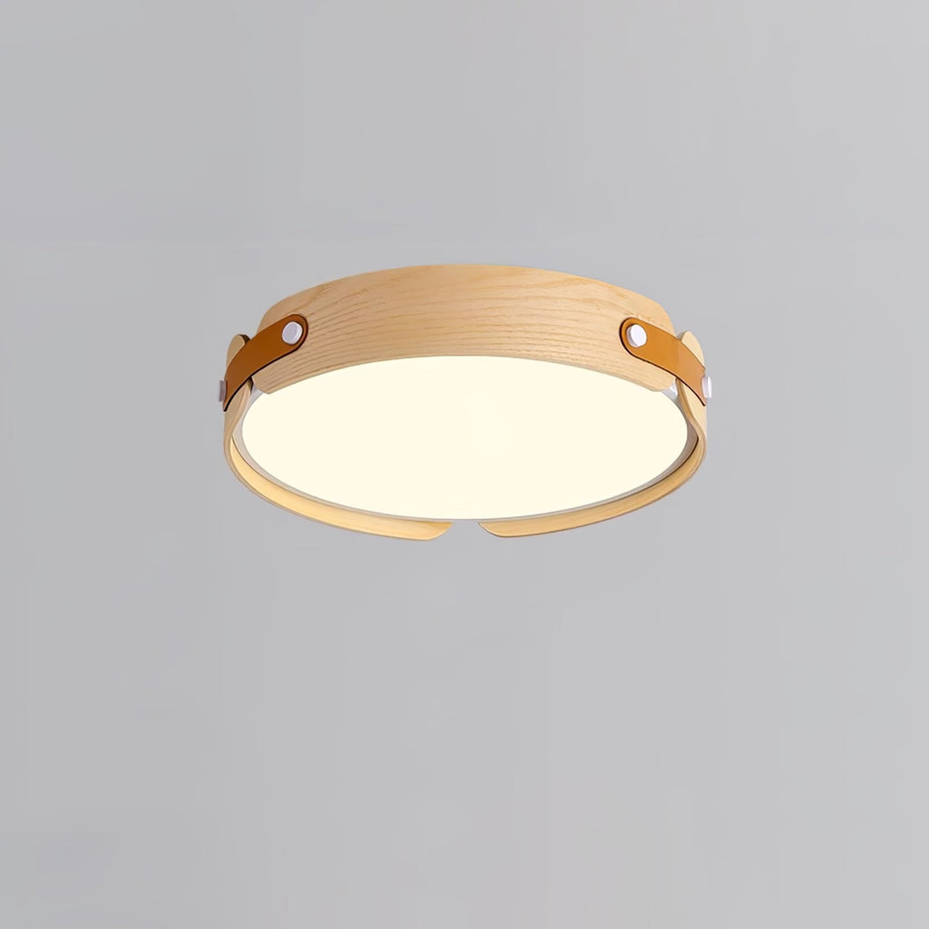 Scandinavian Wood Flush Mount Ceiling Light for Living Room in Ø16.5" x H2.7" (Ø42 x H7 cm) (Power ~ 42W) — Harbor Light Co.