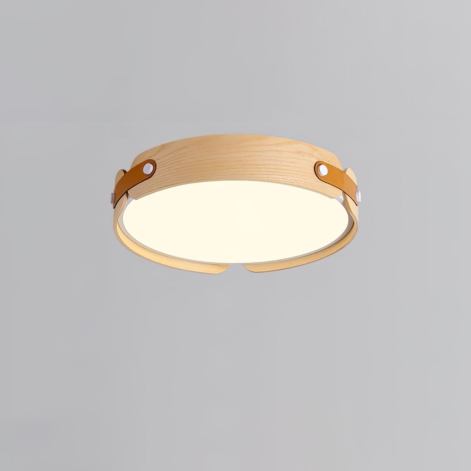 Scandinavian Wood Flush Mount Ceiling Light for Living Room in Ø16.5" x H2.7" (Ø42 x H7 cm) (Power ~ 42W) — Harbor Light Co.