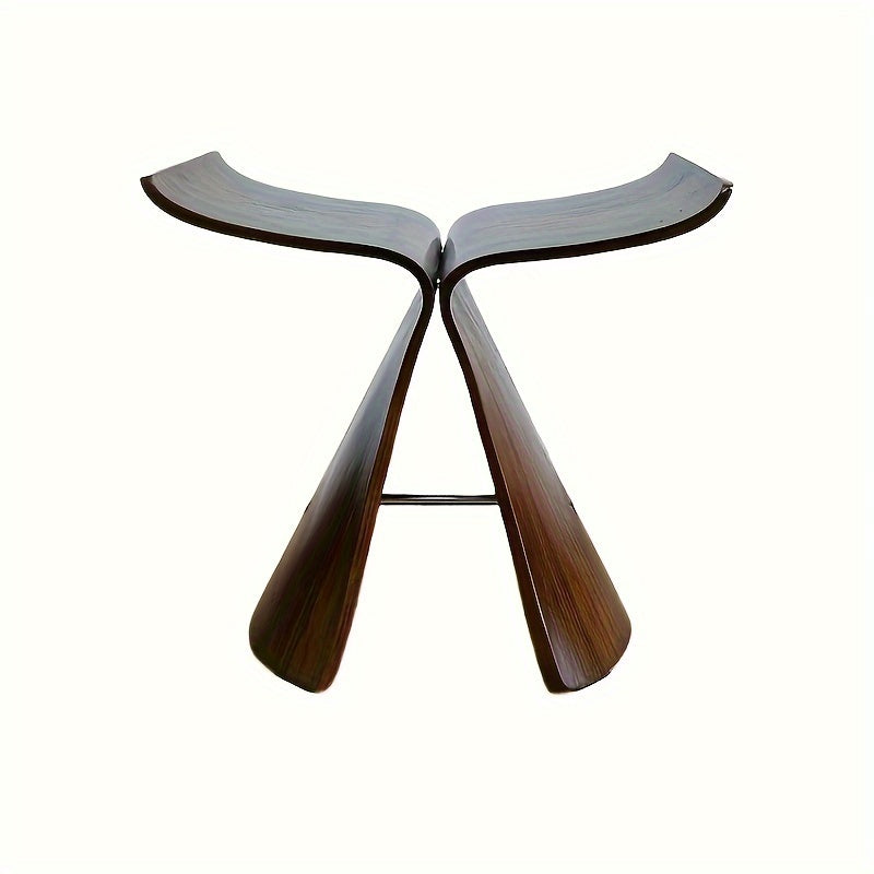 Butterfly Stool Solid Wood Mid Century Modern Bentwood Stool Compact Accent Seat for Living Room Entryway and Bedroom