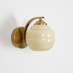 Modern Glass Wall Light With Warm LED Glow in Gold + Beige — Harbor Light Co.