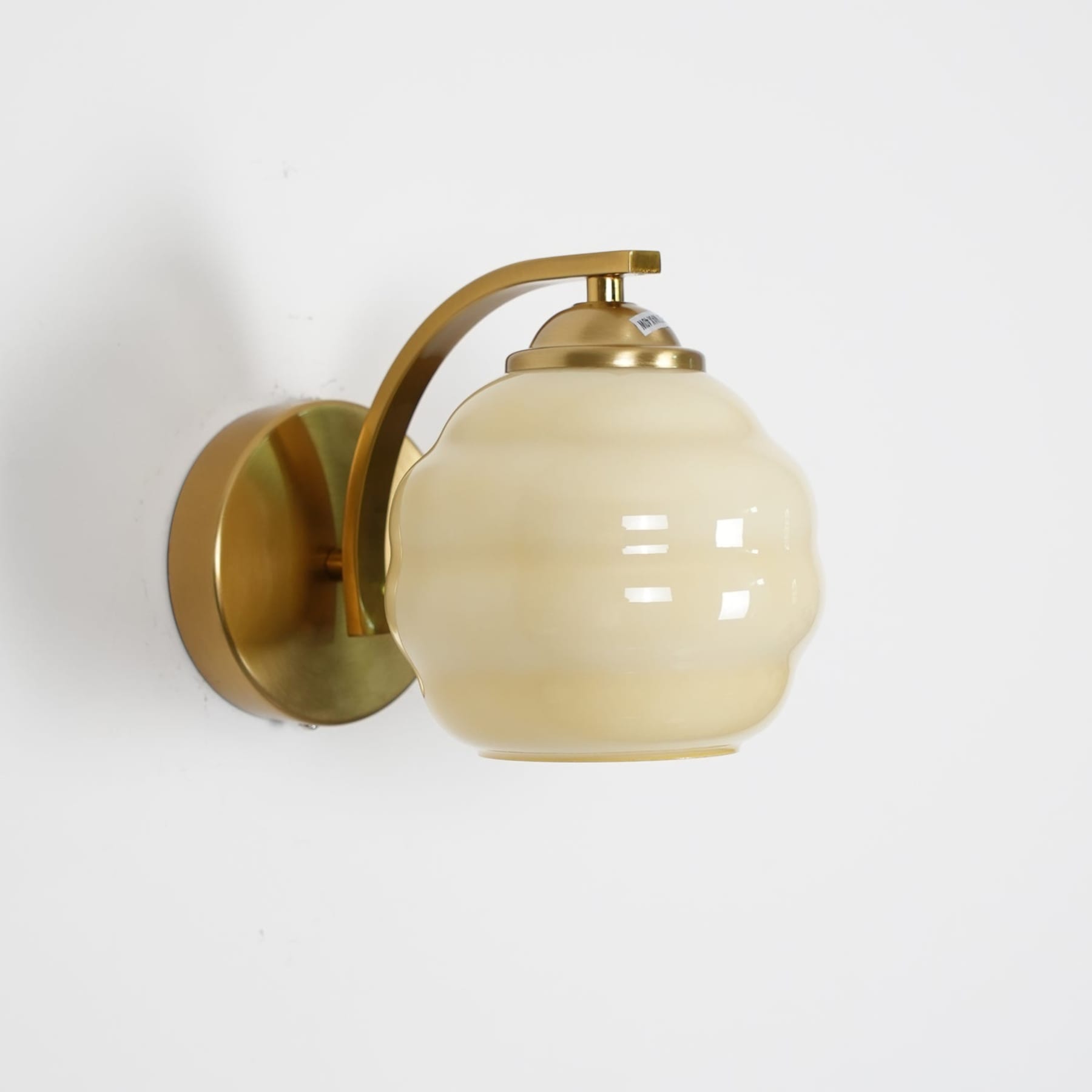 Modern Glass Wall Light With Warm LED Glow in Gold + Beige — Harbor Light Co.