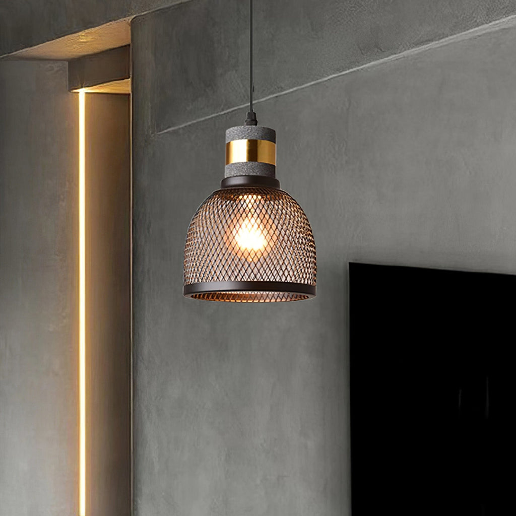Industrial Wrought Iron Concrete Pendant Light With Warm LED Glow — Harbor Light Co.