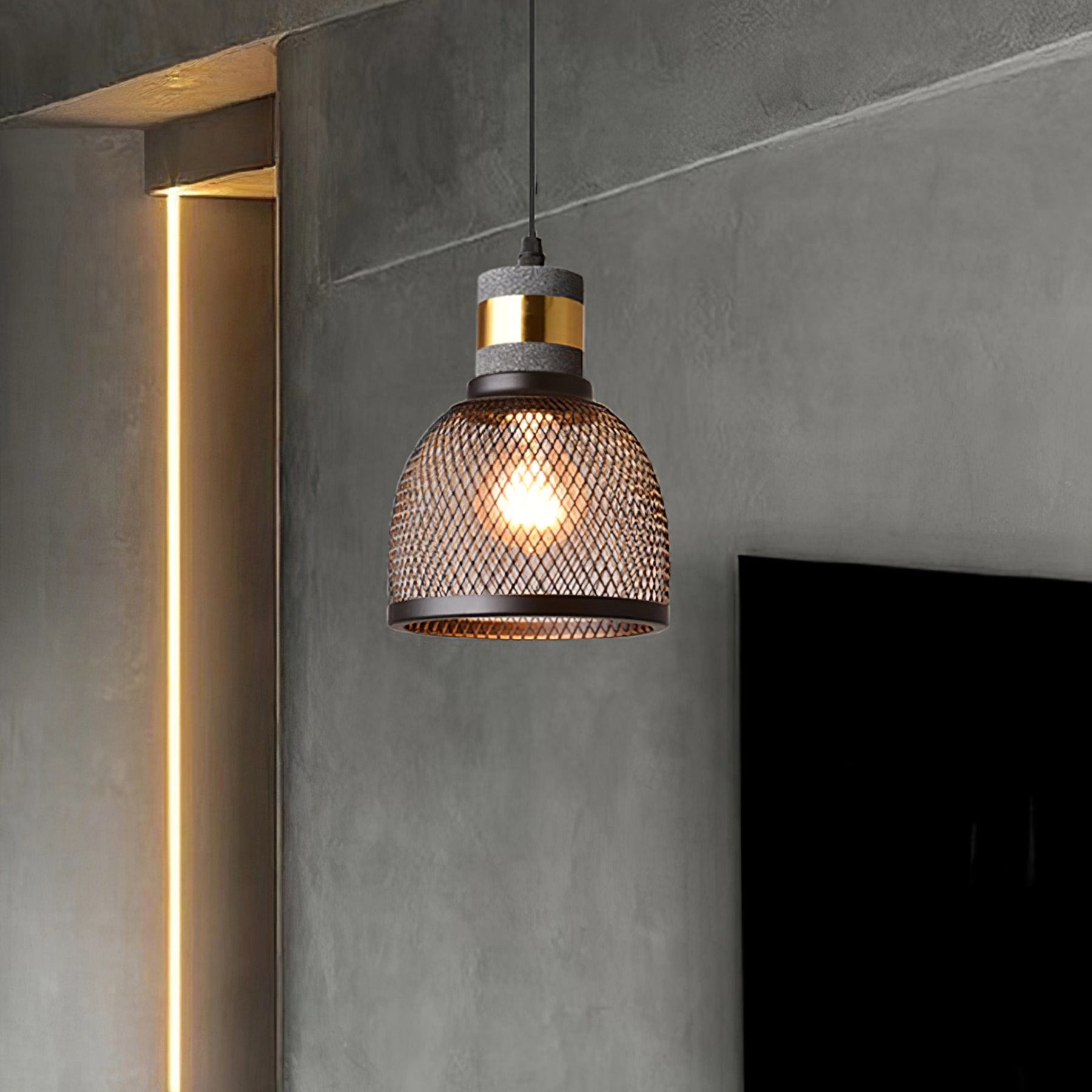 Industrial Wrought Iron Concrete Pendant Light With Warm LED Glow — Harbor Light Co.
