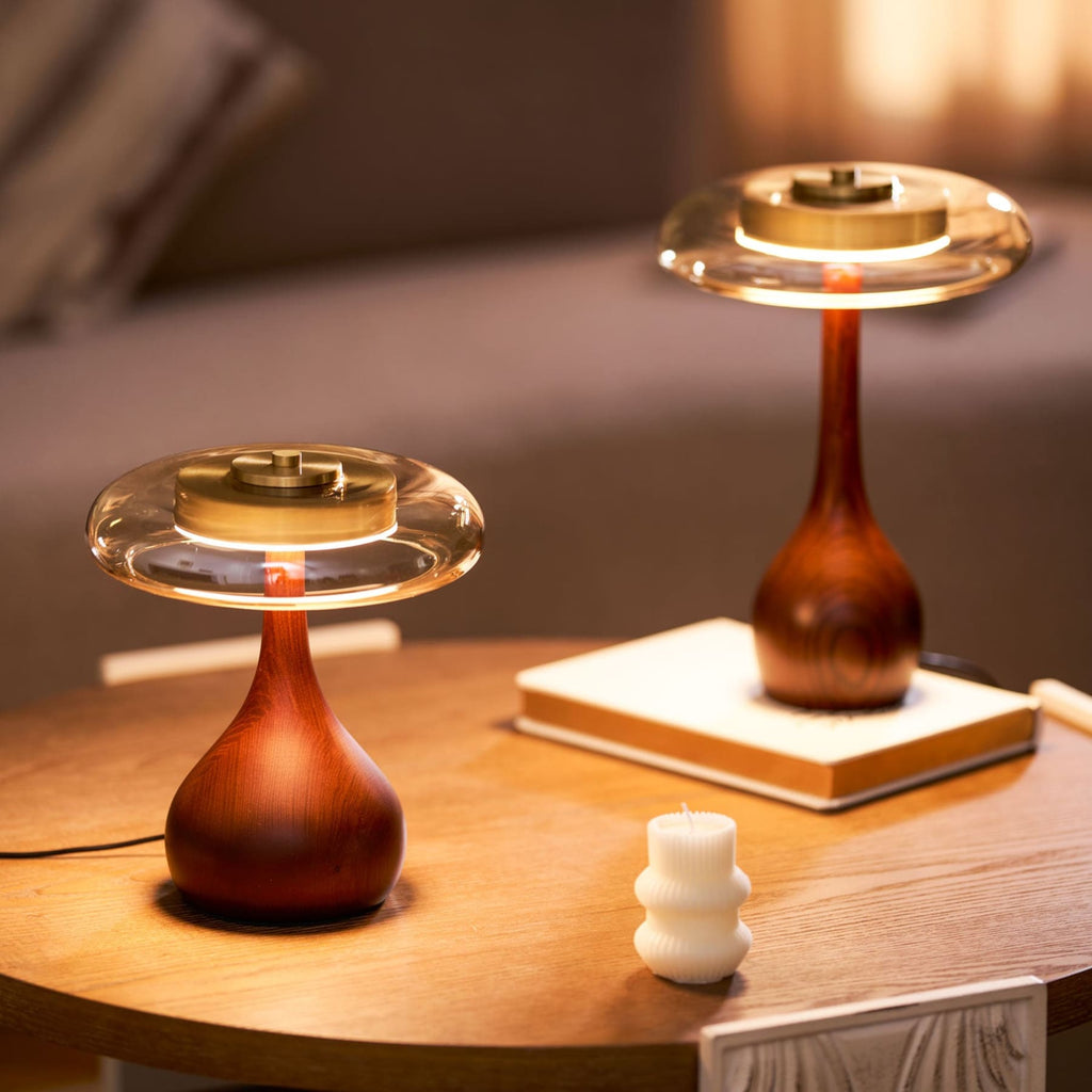 Modern Ash Wood and Brass Table Lamp for Living Room — Harbor Light Co.