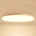 Round Flush Mount Ceiling Light with Wood Rim