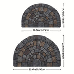 Half Circle Mosaic Door Mat Non-Slip Semicircle Welcome Mat Stone Pattern Indoor Outdoor Entryway Rug
