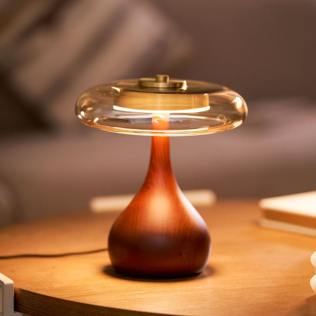 Modern Ash Wood and Brass Table Lamp for Living Room — Harbor Light Co.