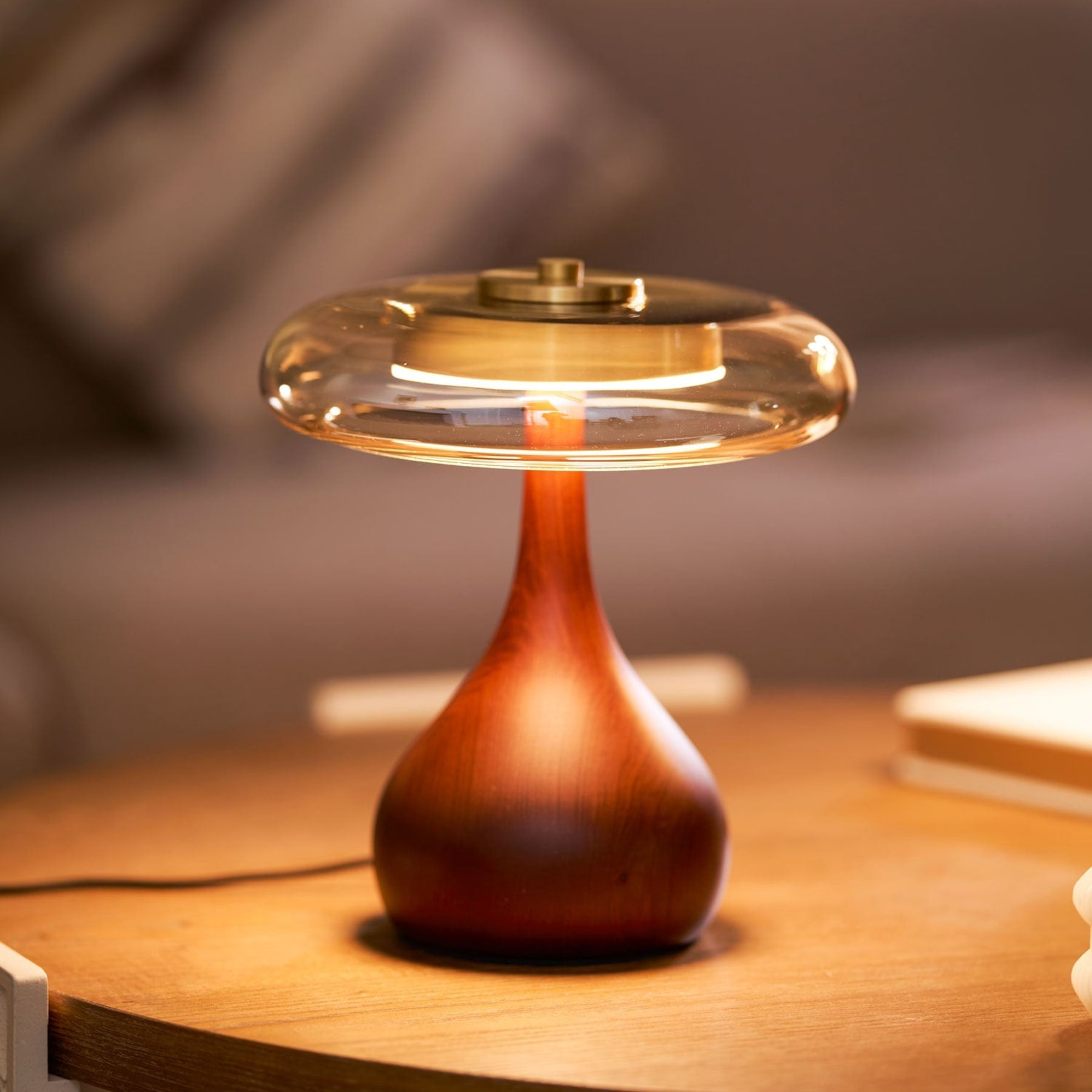 Modern Ash Wood and Brass Table Lamp for Living Room — Harbor Light Co.