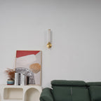 Modern Faux Alabaster Wall Light With Warm Glowing Shade — Harbor Light Co.
