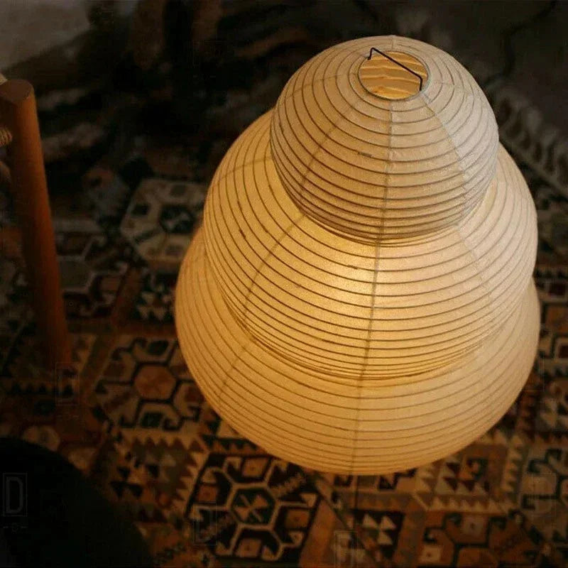 Bohemian Paper Floor Lamp With Warm Tri-Color Glow — Harbor Light Co.