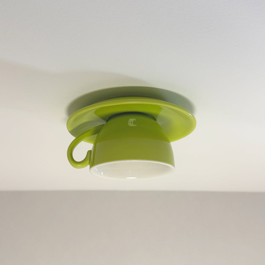 Modern Ceramic Flush Mount Ceiling Light With Gloss Finish in Light Green — Harbor Light Co.