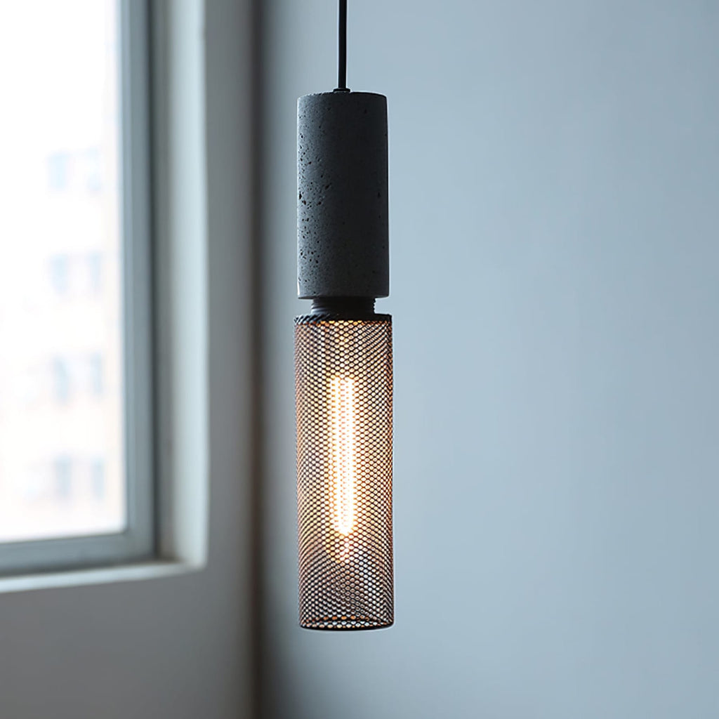 Industrial Wrought Iron Concrete Pendant Light With Warm LED Glow — Harbor Light Co.