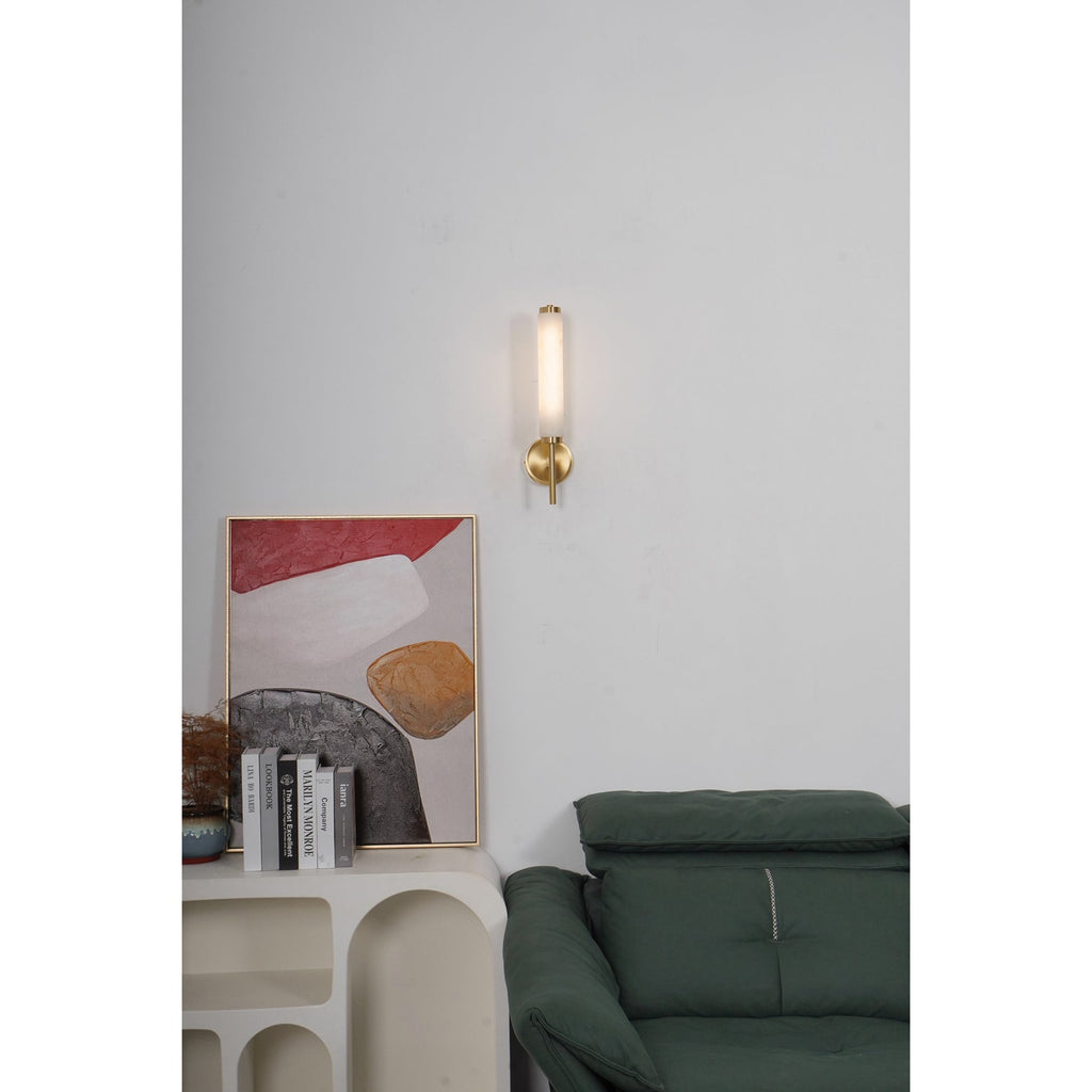 Modern Faux Alabaster Wall Light With Warm Glowing Shade — Harbor Light Co.