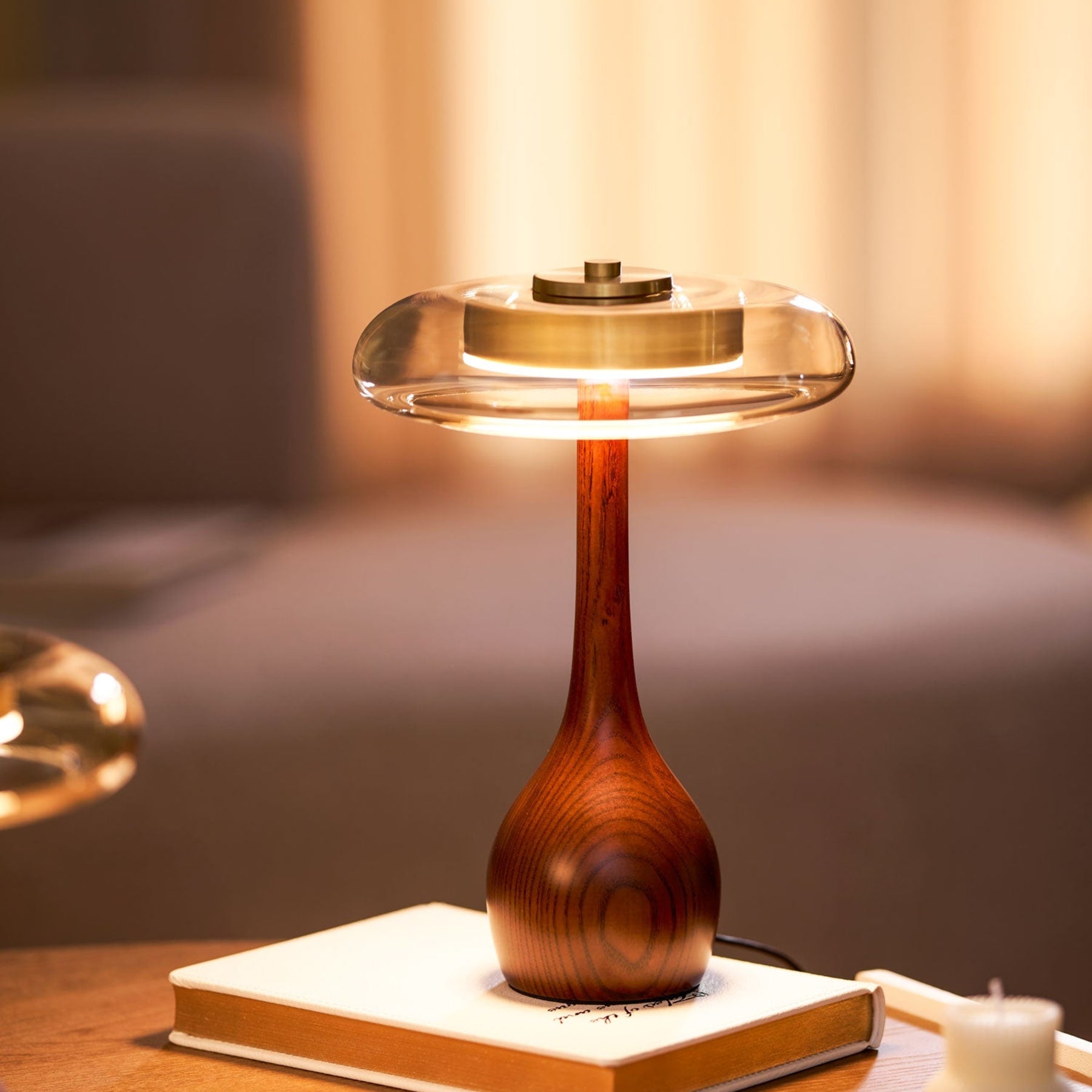 Modern Ash Wood and Brass Table Lamp for Living Room — Harbor Light Co.