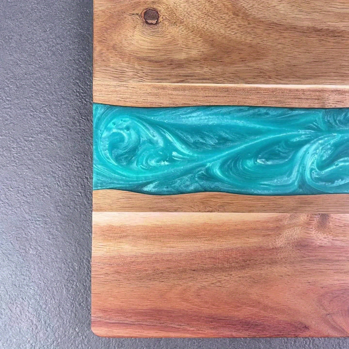 Acacia Wood Cutting Board with Blue Resin River Rectangular Charcuterie and Cheese Serving Board for Kitchen and Entertaining
