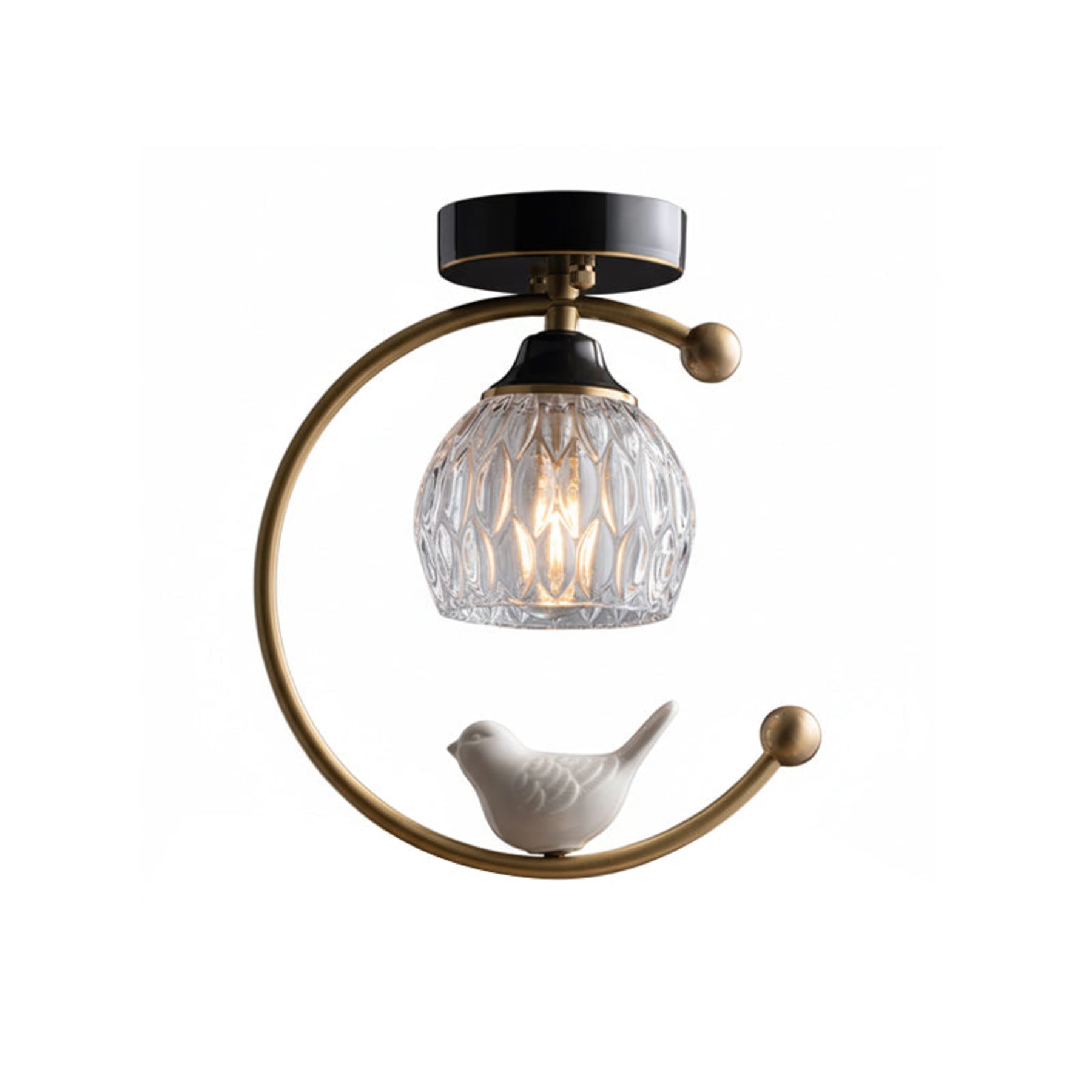 Modern Brass Semi-Flush Ceiling Light for Living Room in Brass & Black — Harbor Light Co.