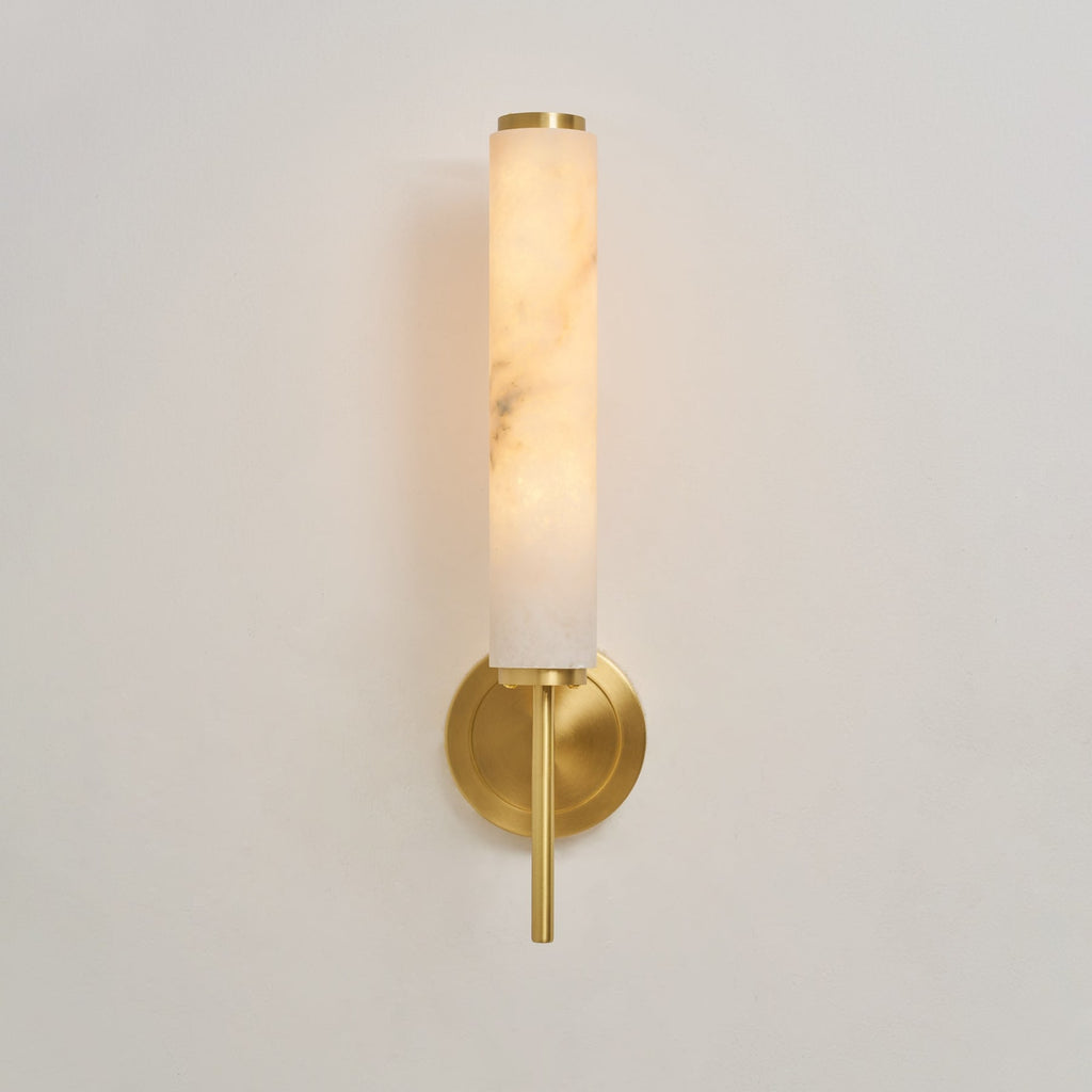 Modern Faux Alabaster Wall Light With Warm Glowing Shade — Harbor Light Co.
