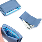 Small RFID Blocking Wallet for Women Soft PU Leather Trifold Mini Wallet with Coin Pocket Card Holder and Snap Closure