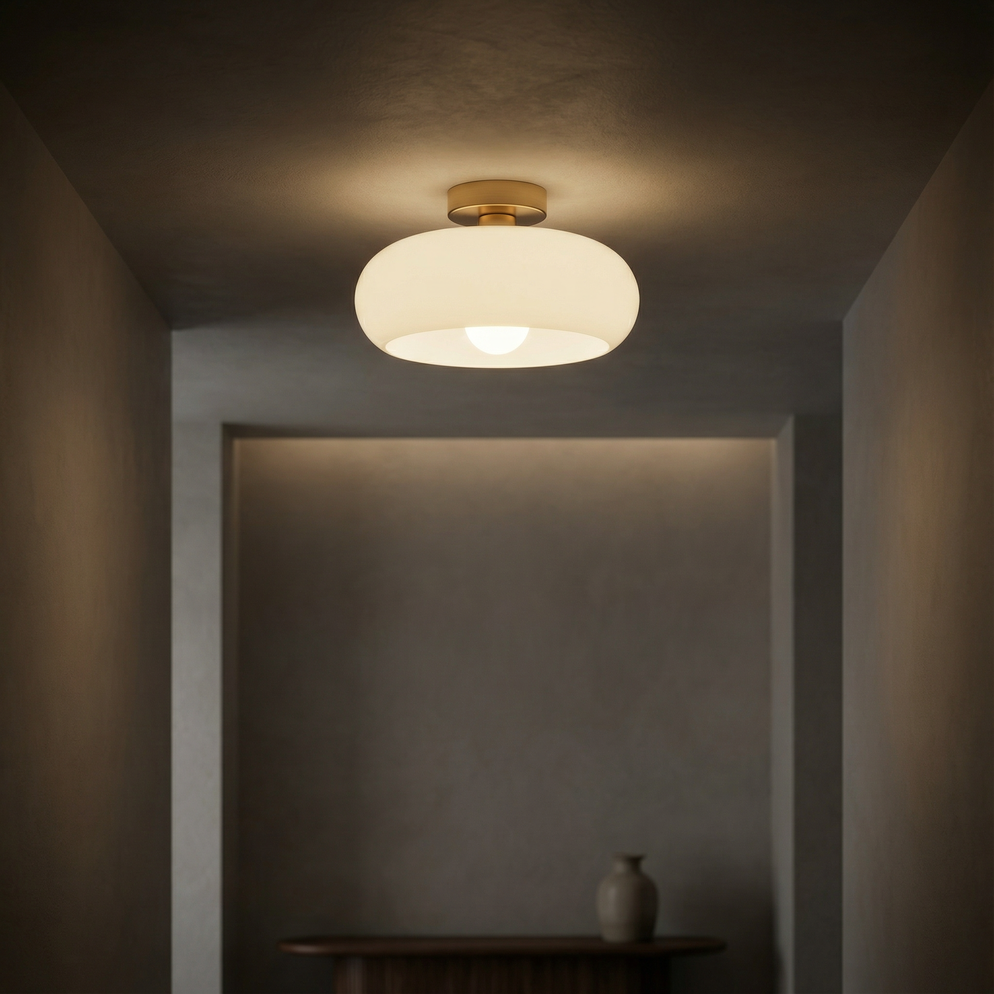 Vintage Glass Ceiling Pendant Light with E27 Socket Semi Flush Mount