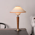 Retro Wood Table Lamp With Fabric Shade for Living Room — Harbor Light Co.