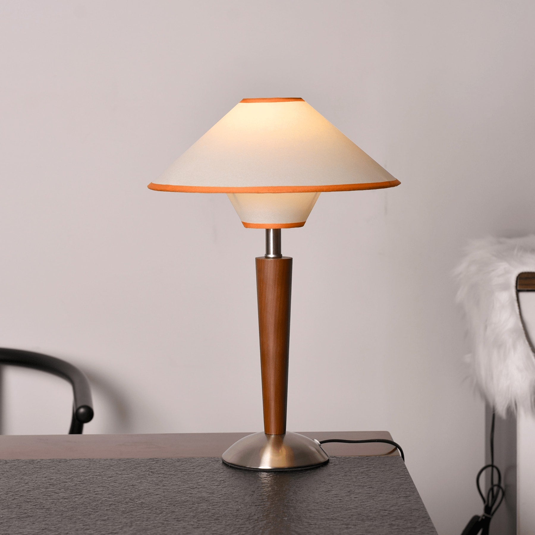 Retro Wood Table Lamp With Fabric Shade for Living Room — Harbor Light Co.