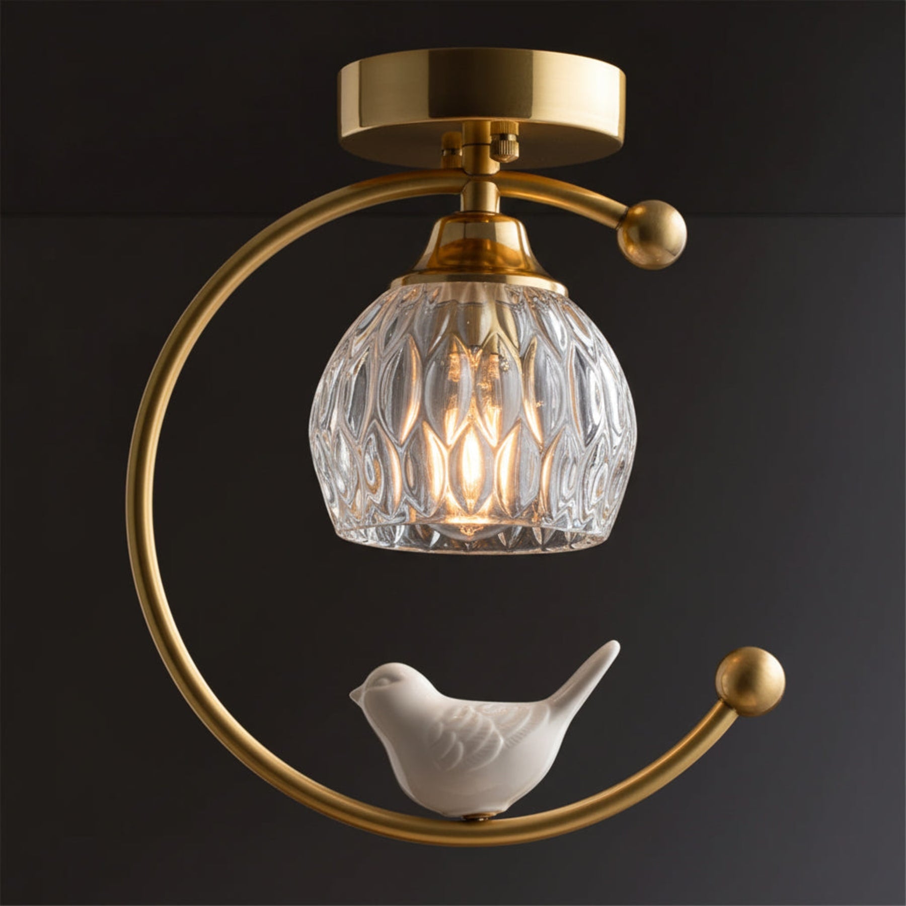 Modern Brass Semi-Flush Ceiling Light for Living Room — Harbor Light Co.