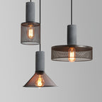 Industrial Wrought Iron Concrete Pendant Light With Warm LED Glow — Harbor Light Co.