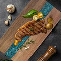 Acacia Wood Cutting Board with Blue Resin River Rectangular Charcuterie and Cheese Serving Board for Kitchen and Entertaining