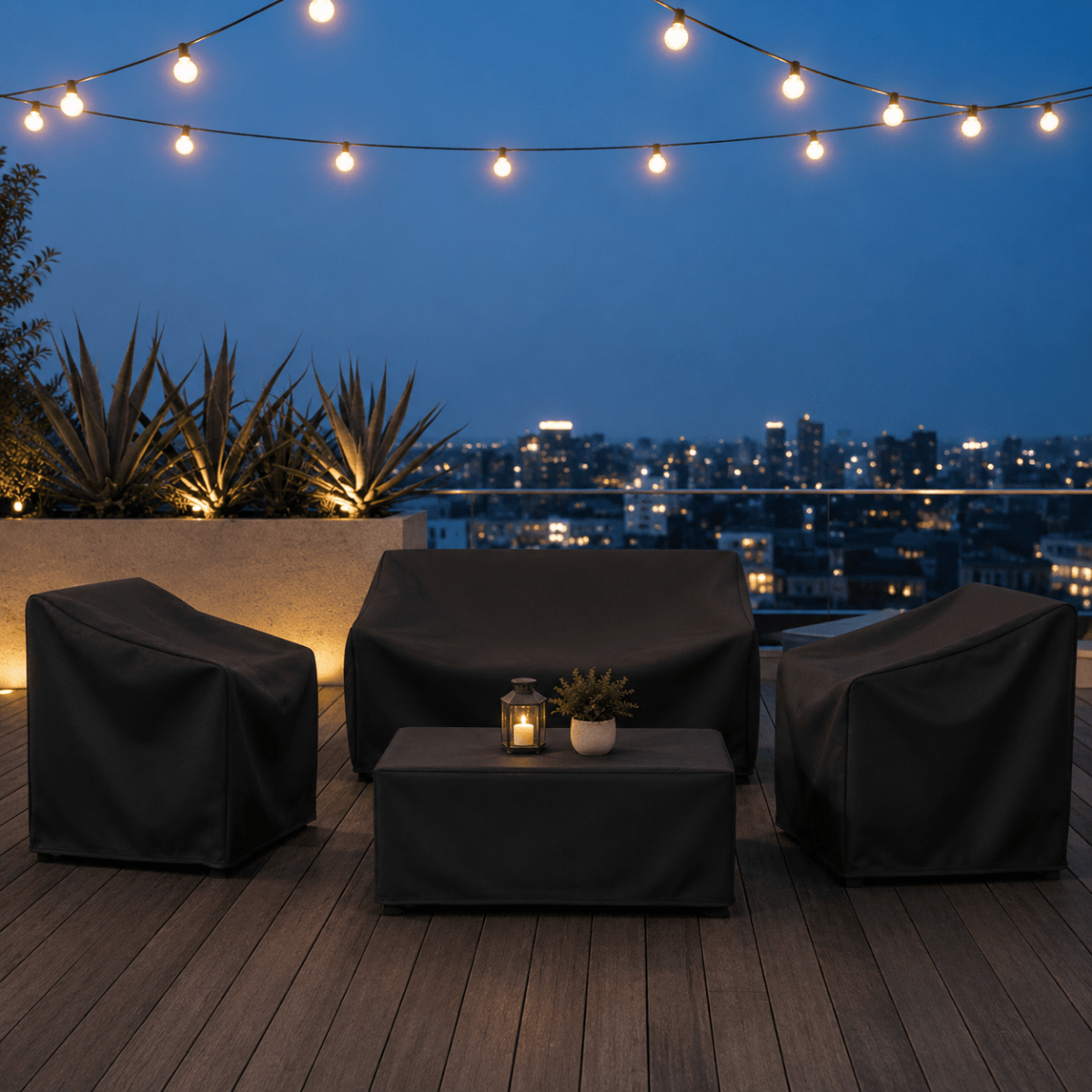Patio Furniture Cover Water-Repellent Dustproof Outdoor Furniture Cover for Garden Table Chairs and Patio Sets Foldable Protective Cover