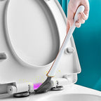 Silicone Toilet Brush with Wall Mounted Holder Flexible Flat Head Bathroom Cleaning Brush Set