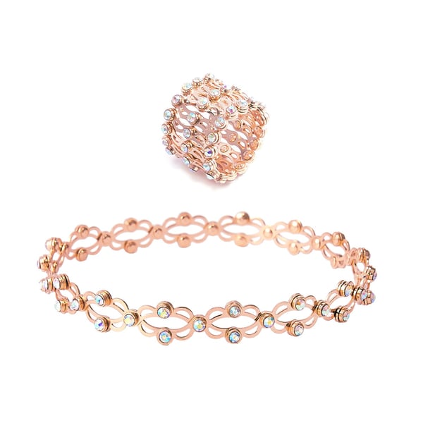 Foldable Zirconia Ring to Bracelet Convertible Jewelry with Expandable Band