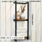Wall Mounted Towel Rack Two Tier Stainless Steel and Wood Towel Shelf Space Saving Bathroom Storage Organizer