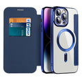 Magnetic Flip Wallet Case for iPhone Faux Leather Phone Case with Card Holder RFID Blocking Clear Shockproof Back and Stand Function