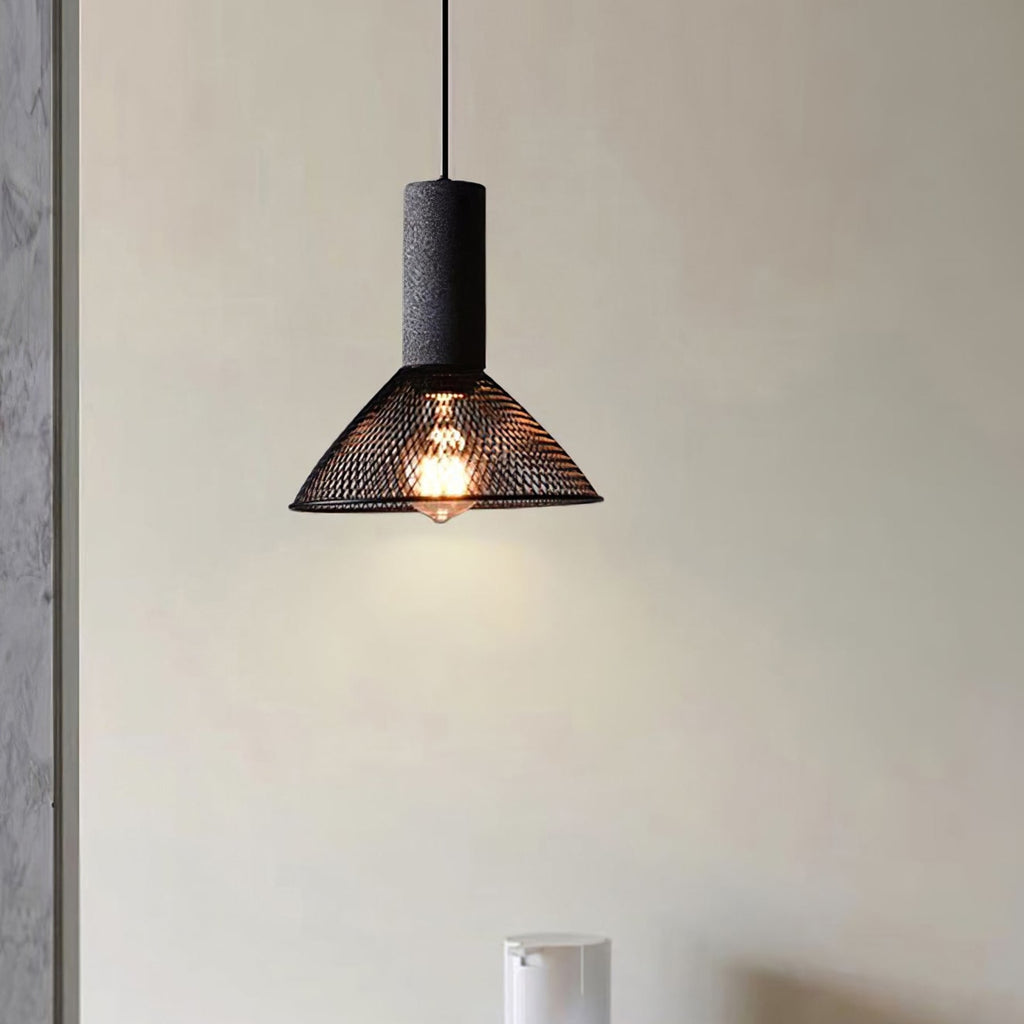 Industrial Wrought Iron Concrete Pendant Light With Warm LED Glow — Harbor Light Co.