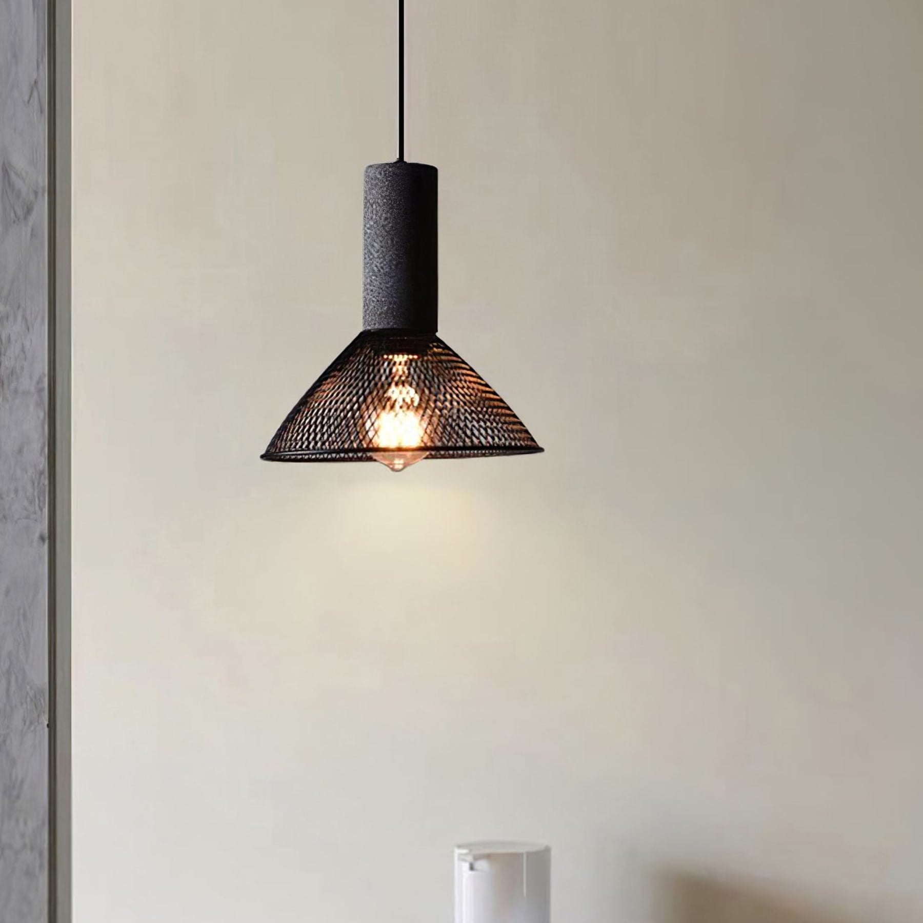 Industrial Wrought Iron Concrete Pendant Light With Warm LED Glow — Harbor Light Co.