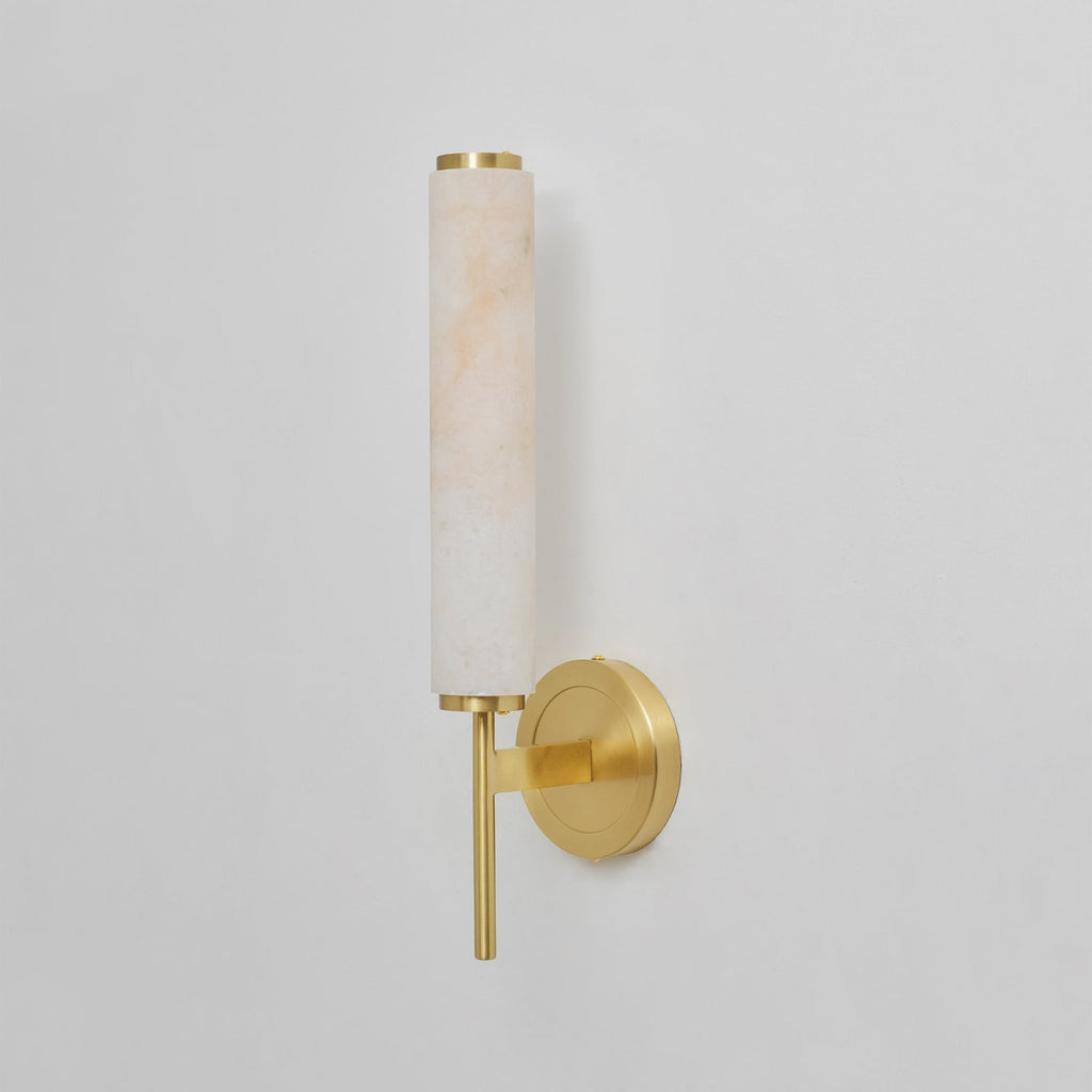 Modern Faux Alabaster Wall Light With Warm Glowing Shade — Harbor Light Co.