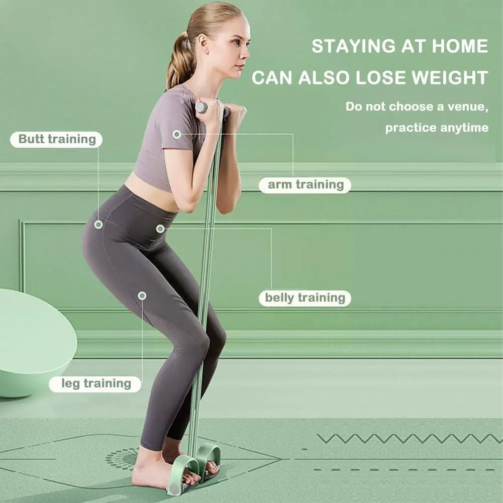 Pedal Resistance Band with Four Tubes Foot Pedal Pull Rope Home Workout Equipment with Foam Handles for Abs Arms Legs Yoga and Pilates