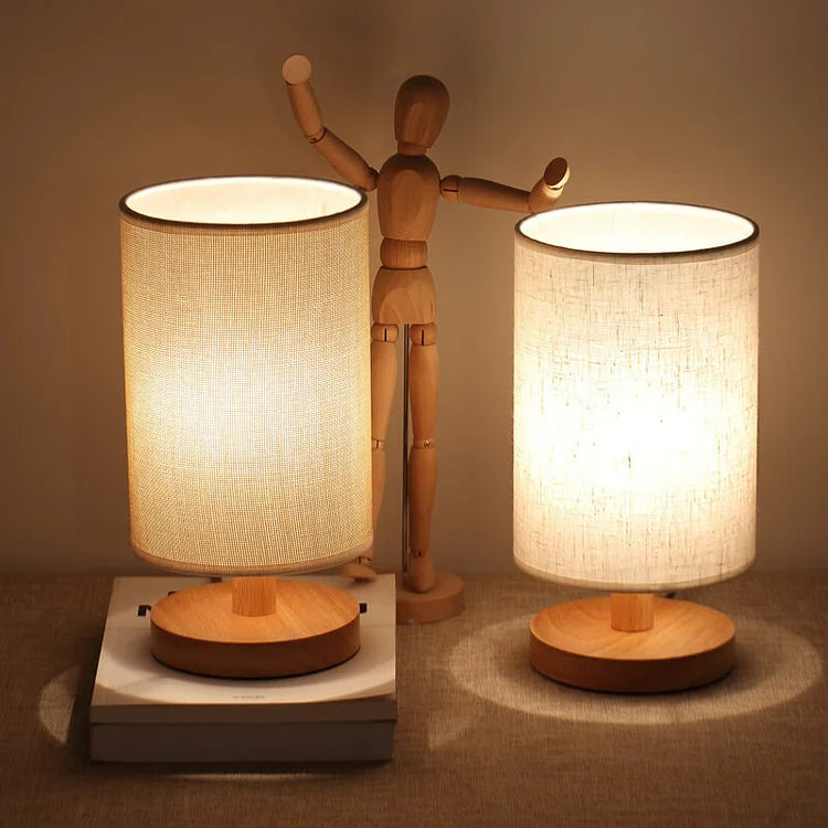 Modern Wood Table Lamp With Linen Shade — Harbor Light Co.