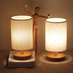 Modern Wood Table Lamp With Linen Shade — Harbor Light Co.