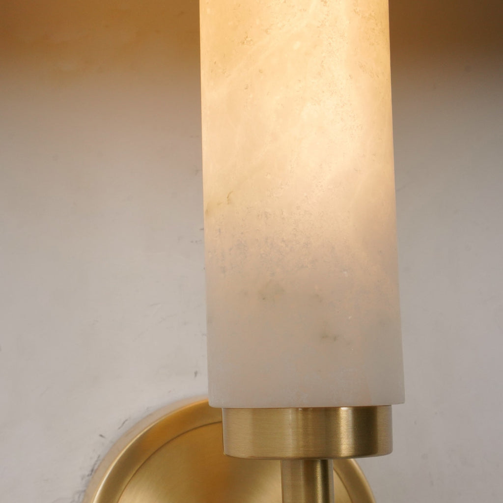 Modern Faux Alabaster Wall Light With Warm Glowing Shade — Harbor Light Co.