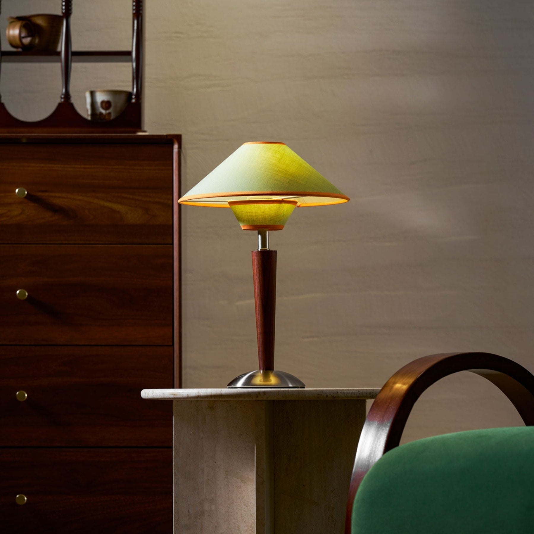 Retro Wood Table Lamp With Fabric Shade for Living Room — Harbor Light Co.