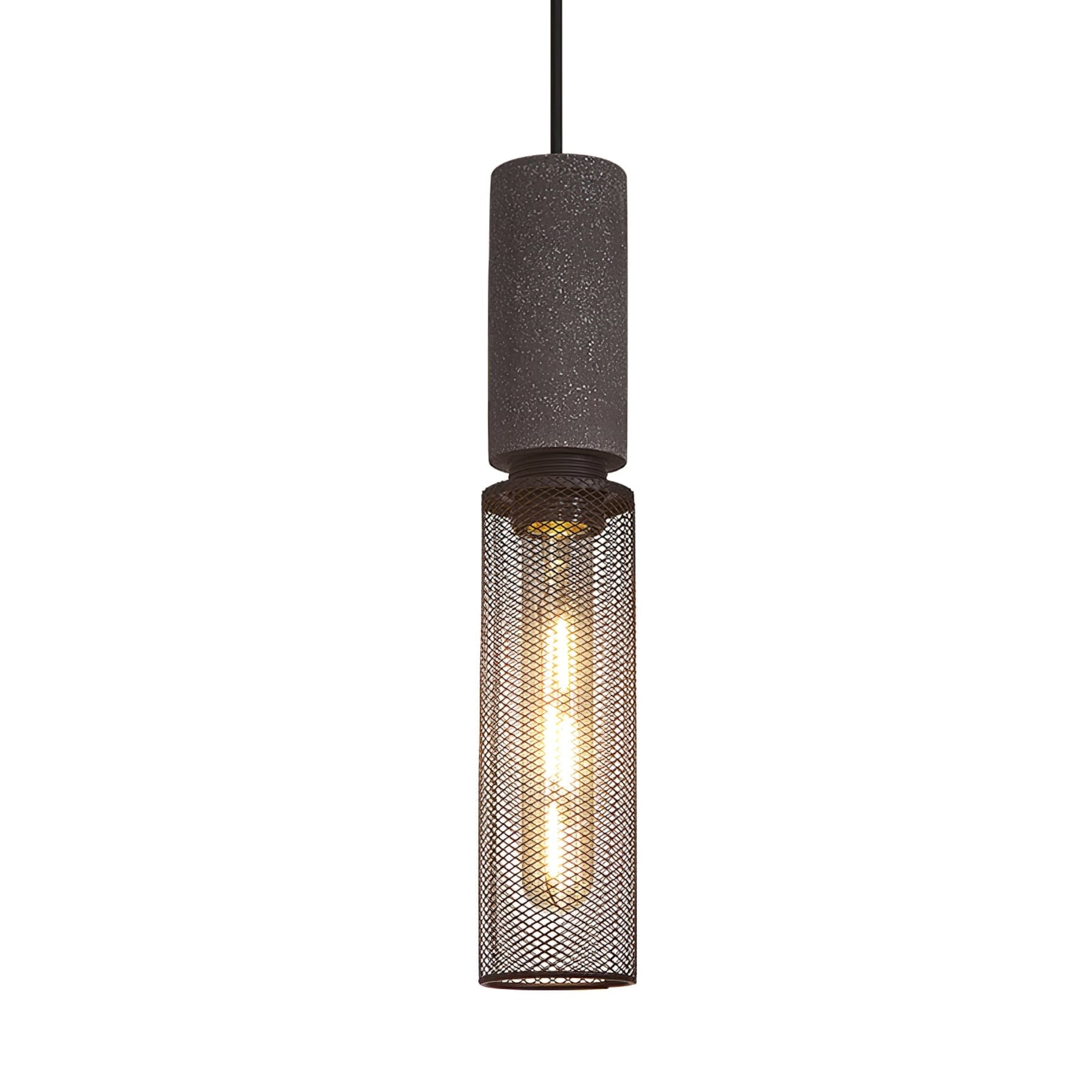 Industrial Wrought Iron Concrete Pendant Light With Warm LED Glow — Harbor Light Co.