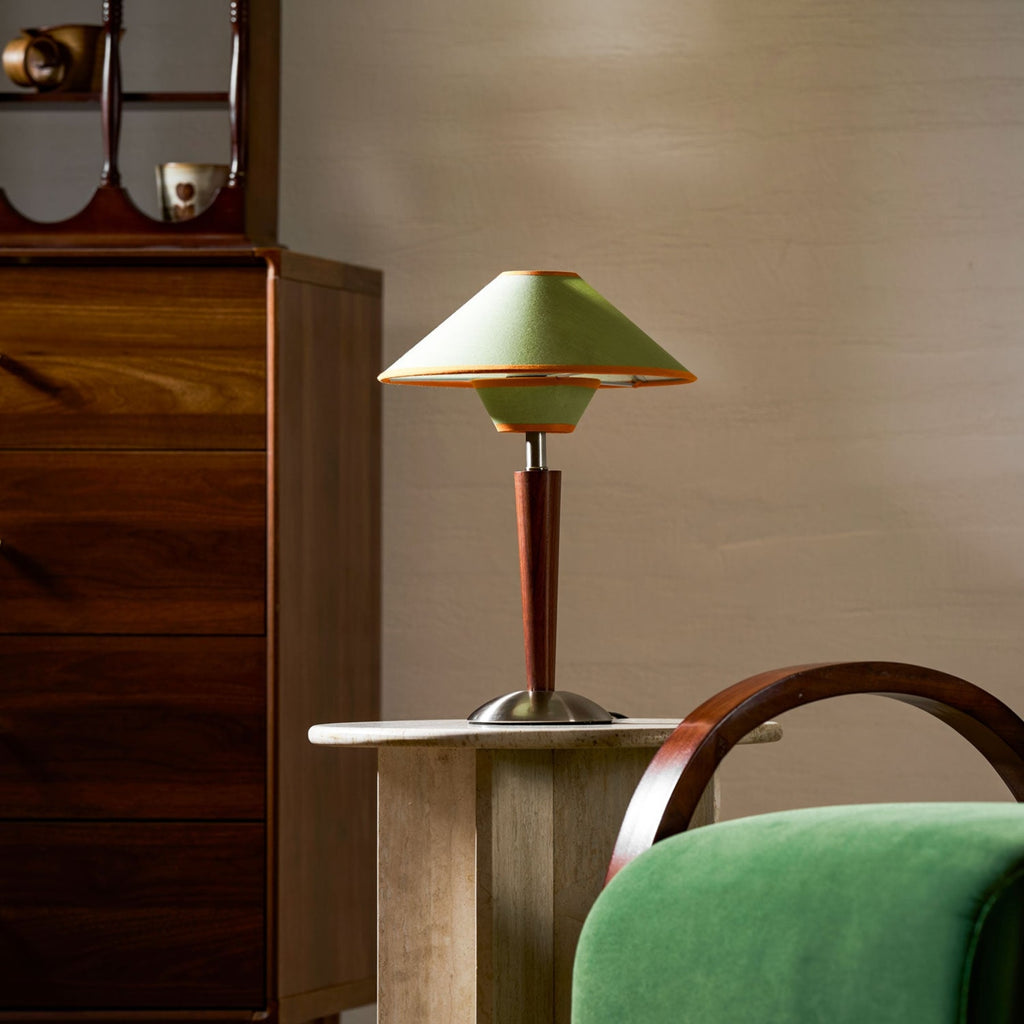 Retro Wood Table Lamp With Fabric Shade for Living Room — Harbor Light Co.