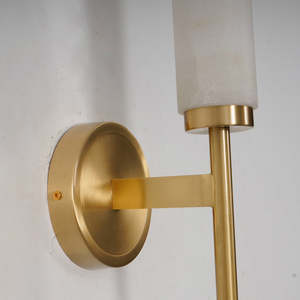 Modern Faux Alabaster Wall Light With Warm Glowing Shade — Harbor Light Co.