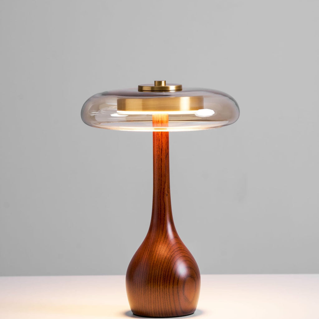 Modern Ash Wood and Brass Table Lamp for Living Room — Harbor Light Co.