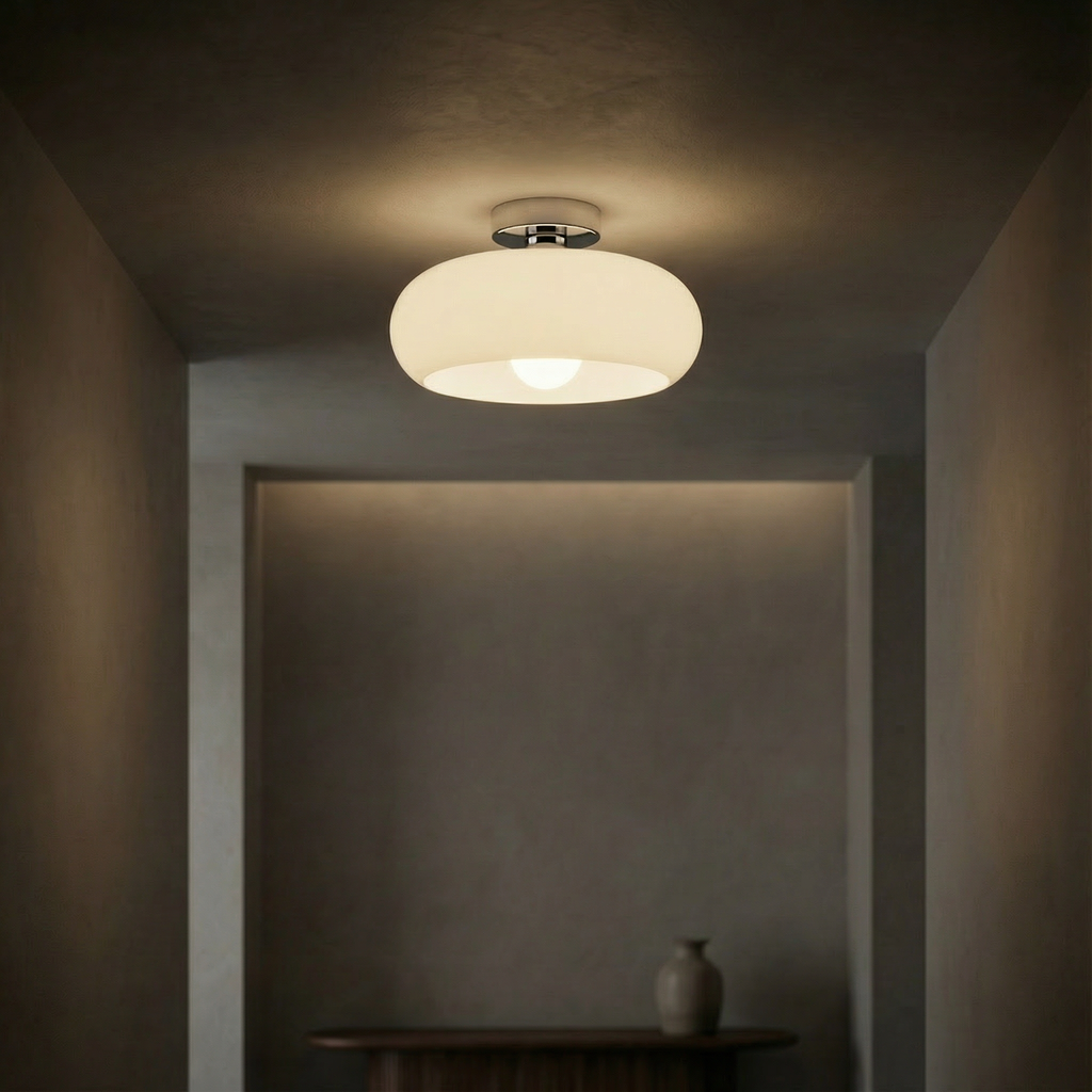 Vintage Glass Ceiling Pendant Light with E26 Socket Semi Flush Mount